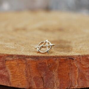Solid 14k Gold Anarchy Symbol press-fit/threadless end